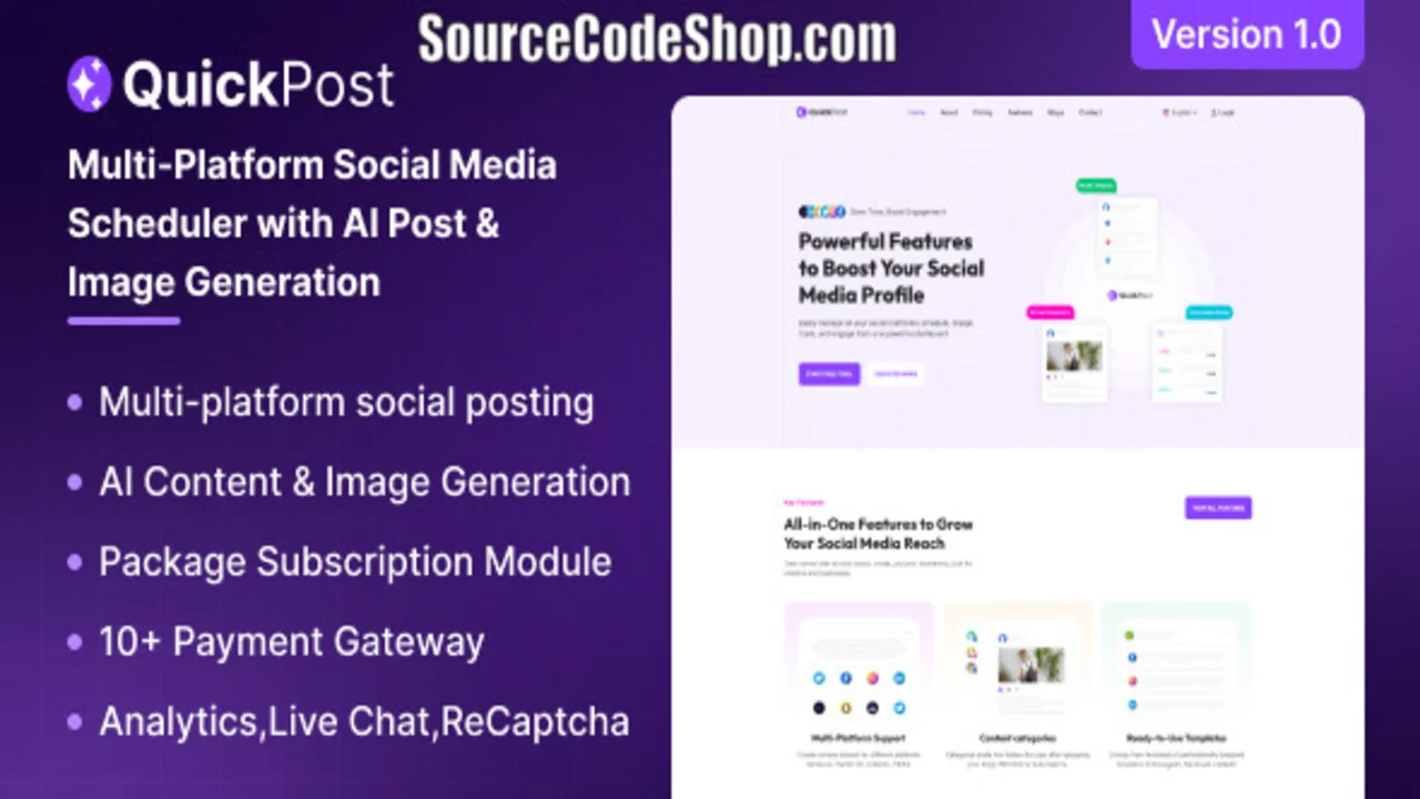 QuickPost v1.0 AI-Powered Multi-Platform Social Media Scheduler & Image Generation Script