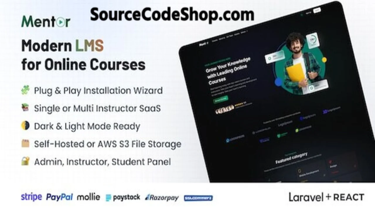 Mentor LMS v3.4.1 – Launch Your eLearning Platform (Laravel & React)